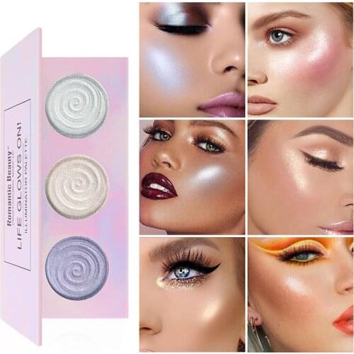 3 Colors Contour And Highlight Palette Pearlescent Shimmer Brightening Baked Power High Gloss Contour Shadow Face Modification