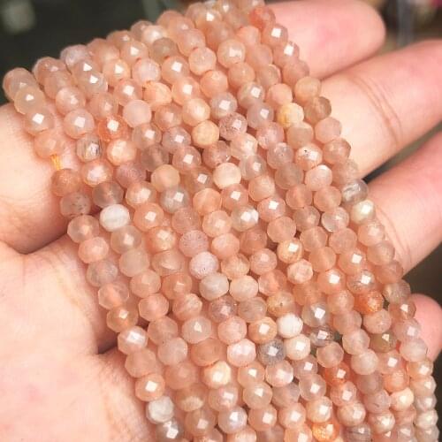 3x2mm Faceted Sunstone Beads Flat Natural Small Section Loose Rondelle Beads for Jewelry Making DIY Women Waist Chains Bracelet