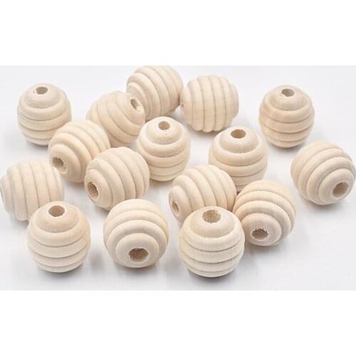 50pcs Natural Stripe Thread Wooden Round Beads Loose Spacer for Bracelet Necklace Accessories Jewelry Making