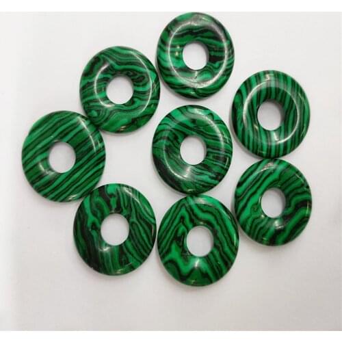 8Pcs 18x6mm Green And Black Malachite Donuts Pendant Bead For DIY Jewelry Necklace Bracelet Making Accessories Creative Gifts