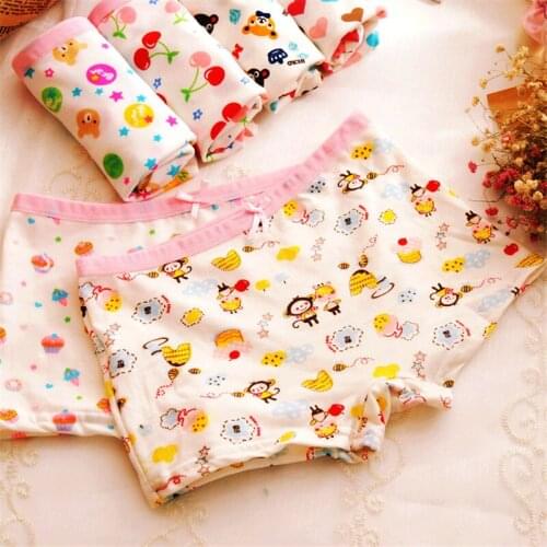 8Pcs/lot Children Underwear Girl Flat Briefs Printing Cotton Cartoon Girl Flat-bottomed Panties for 2-8Y