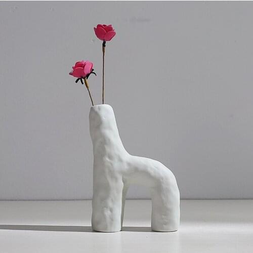 Abstract Art Ceramic Vase Nordic Minimalist Hydroponic Flower Pot For Living Room Home Plants Unglazed