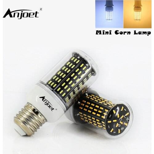 ANJOET 5W Small and smooth shell Light Bulb 138Led Lamparas Mini Transparent lampshade 4014 SMD LED light E27 220V Corn bulb