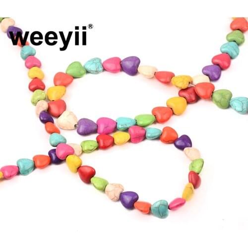 Colorful Heart Shape Natural Stone Turquoise Loose Spacer Beads For Jewelry Making DIY Bracelet Necklace Accessories