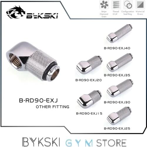 Bykski Extender Angled Fitting, 90 Degree Rotatable 15mm-40mm G1/4 Thread M-F, Water Cooling Connector, Black/Silver B-RD90-EXJ