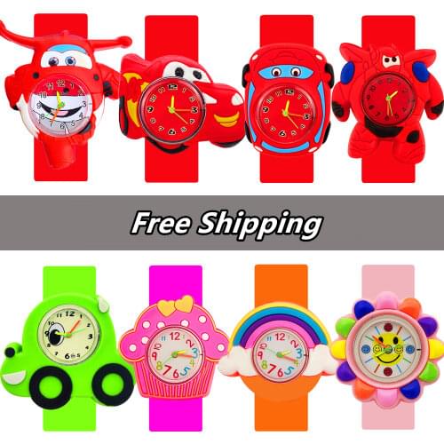 Baby Cartoon Toys Airplane Car Children Watch Bend Strap Kids Watches for Boys Girls Clock Super Flying Man Watch Montre Enfant