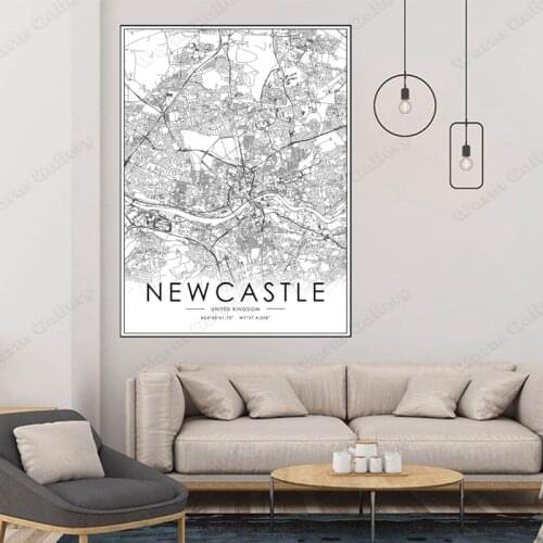 Black and White City Map The Newcastle City Map Poster HD Print Wall Art Canvas Nordic Landscape Painting for home Decor