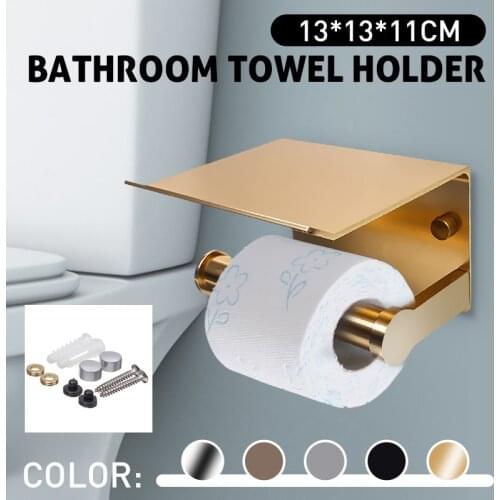 Paper Holders Bathroom Accessories Toilet WC Paper Holder Mobile Phone Roll Holder with Shelf Towel Rack Black