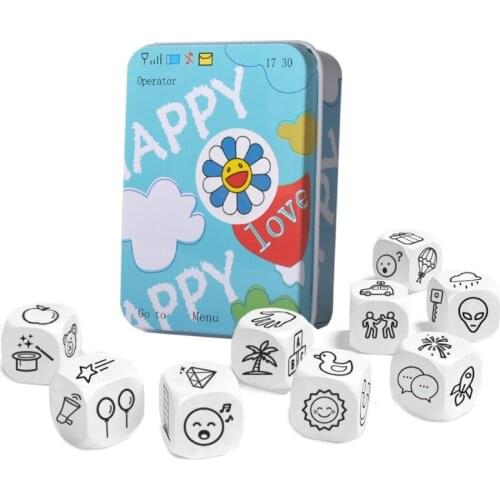 Kids Telling Story Dice Metal Box English Rules Family/Parents/Party Funny Imagine Education Toys For Children Learning Toy