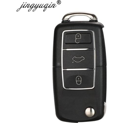 Jingyuqin 10pcs 3 Button Car Remote Key Flip Folding Key Shell Case For Vw Jetta Golf Passat Beetle Skoda Seat Polo B5