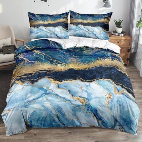 Classic 3D Marble Quilt Cover Set Bedding Sets 3-Piece Comforter Covers Duvet Cover Linens Bed King 200x200 Size Bedspreads