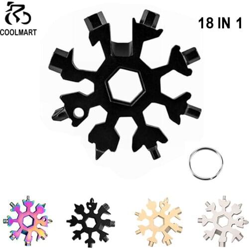 18 in 1 Snowflake Spanner Keyring Hex Outdoor Camping Hiking Wrench Ring Pocket Multi-tool Survive Hand Tools Camping Equipment