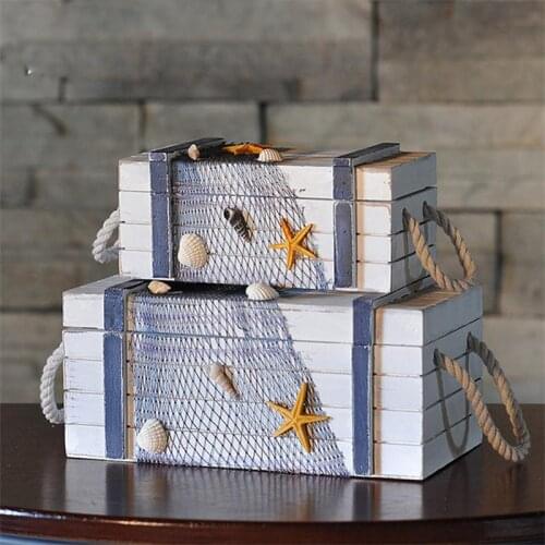 Mediterranean sea style creative wooden handicraft storage box home decor Jewelry box weding decor great lovely gifts