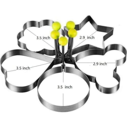 Fried Egg Shaper Stainless Steel Fried Egg Shaper Pancake Ring Circle Mold Heart Shape Kitchen Tools Accessories Egg Molds