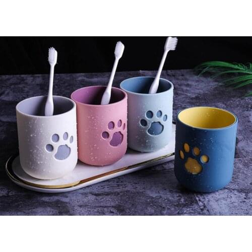 Toothbrush Cup Cat Claw Pattern Wash Tooth Mug Durable Big Mouth Couples Cups Friendly Bathroom Supplies Washing Cup Dropship