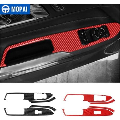 MOPAI Interior Accessories for Mustang 2015+ Car Window Lift Switch Control Panel Decor Stickers for Ford Mustang 2015