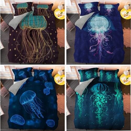 Sea Animal Bedding Sets Octopus Duvet Cover Set Comfortable Bedclothes Kids Children Cartoon Bed Single Twin Full King Size