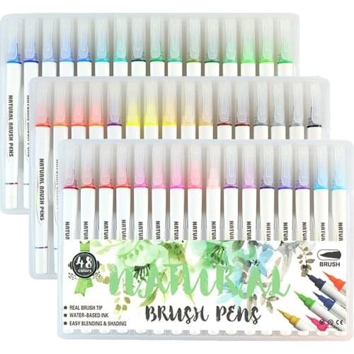 48 Colors Art Marker Brush Pens Set Watercolor Paint Pen Markers for Painting Drawing Coloring Calligraphy Lettering Stationery
