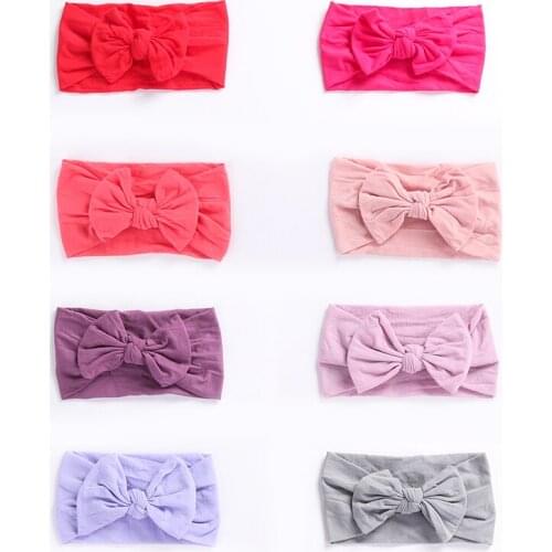 15pcs/lot Knot Bow Nylon Headbands Baby Girls Super Soft Nylon Head Wraps Newborn Toddler Knot Head Band Birthday Party Gifts