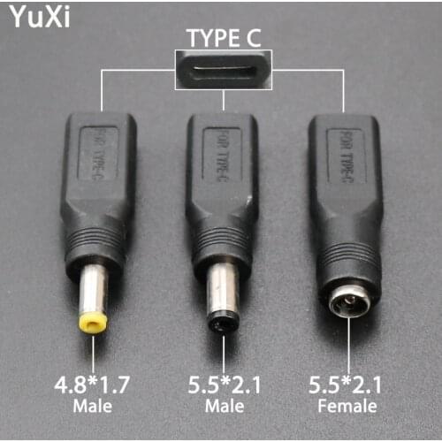 YuXi USB 3.1 TYPE C Female to DC Power 4.8x1.7mm 5.5x2.1m Male Charge Adapter Connector Converter for Lenovo Asus laptop