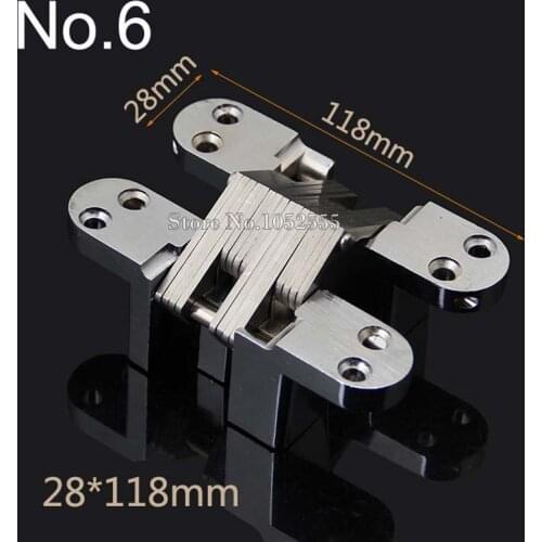 2PCS Invisible Concealed Cross Door Hinge 28x118mm Stainless Steel Hidden Hinge Bearing 50KG For Folding Door Background Wall