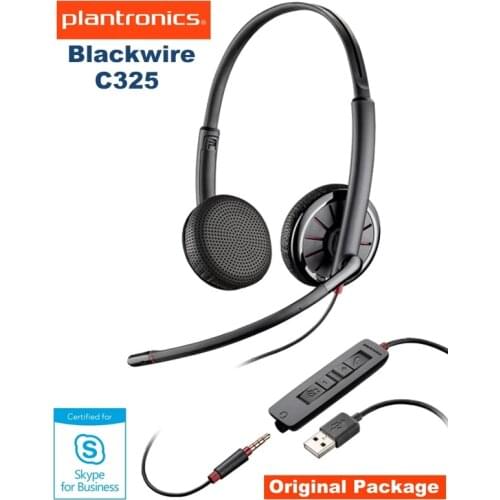 Plantronics Blackwire C325.1-M USB-A 3.5mm Headset, Binaural Headset, Wired PN: 204446-101 C300DA certified for Microsoft