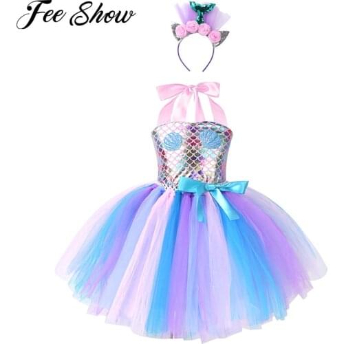 Kids Girls Cosplay Carnival Party Dress Prom Vestidos Toddlers Mermaid Costumes Dresses Kids Princess Prom Roleplay Dresses