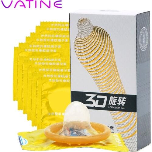 VATINE 12 Pcs/Box Sex Product for Men Natural Latex Condom Ejaculation Delayed 3D Threaded Fruit Flavour Penis Sleeve Condom