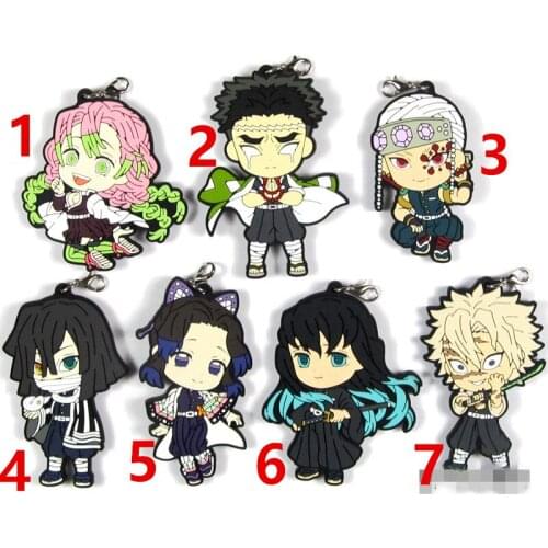 Demon Slayer Kimetsu no Yaiba rubber keychain Key Ring Race Straps cosplay