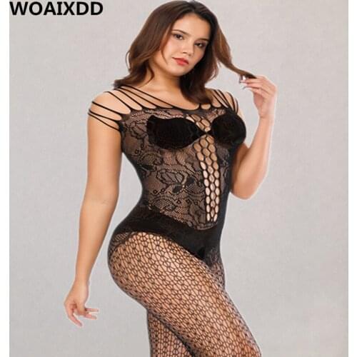 Sexy Open Crotch Fishnet Bodystockings Women Hollow Out Lingerie Erotic Mesh Transparent Underwear Erotic Lace Intimates Pajamas