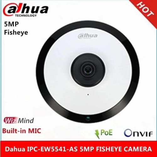 Dahua IPC-EW5541-AS Panorama 180° built-in MIC & SD card slot & Audio Alarm Interface POE 5MP WizMind IR 10M Fisheye Camera