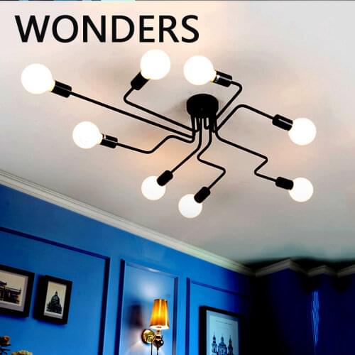 Nordic Vintage Wrought Iron Chandelier E27 For Home decor люстра потолочная bedroom & Living Room ceiling LED light ceiling lamp