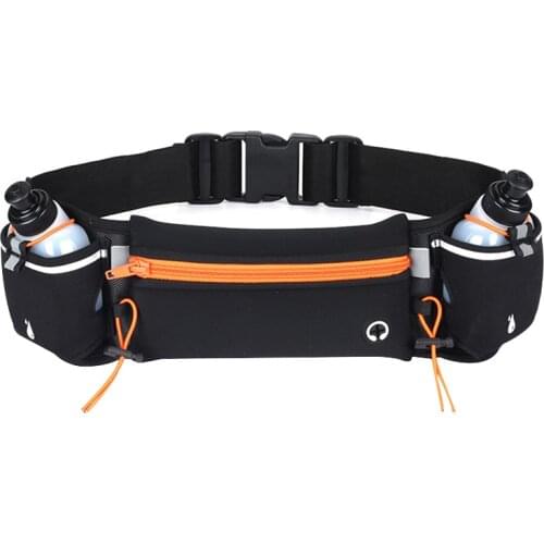 Hot Selling Running Belt with Water Bottle Holder Zip Pockets Waist Bag for Camping Hiking Gym Bags