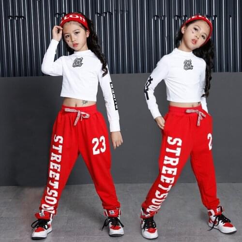 Kids Hip Hop Clothing Clothes Jazz Dance Costume for Girls Cropped Sweatshirt Top Shirt Jogger Pants Ballroom Dancing Streetwear