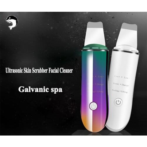 SKIN Ultrasonic Scrubber Deep Face Cleaning Skin Massager Vibration Face Skin Care Peeling Blackhead Acne Removal Galvanic Spa