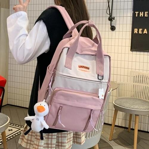 Good Quality Double Front Pocket Backpacks New Fashion Casual Schoolbags for Teenage Girls Travel Bacpack Student Bookbag