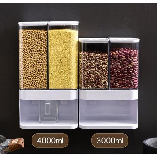 1pcs Kitchen Sealed Rice Bucket Storage Box Wall-Mounted Moisture-Proof Can Containers Food Dispenser Grains Storage Sealed