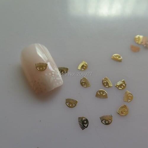 MS327-2 100pcs Gold Cute Eye Metal Sticker Nail Art Metal Sticker Nail Art Decoration Non-adhesive Sticker