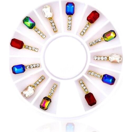 12pcs 3D Luxury Clear Shining Alloy Nail Art Decorations Charming Fashion DIY Rectangle Shape Nail Art Works Accessories 27RC