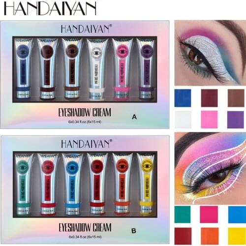 HANDAIYAN 2 Boxes Matte Eyeshadow Cream Makeup White Purple Eye Shadow Gel Smoky Make Up Cosmetics Brighten Colored Shadows