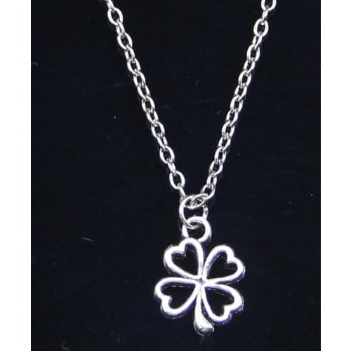 20pcs New Fashion Necklace 17x14mm lucky irish four leaf clover Pendants Short Long Women Men Colar Gift Jewelry Choker