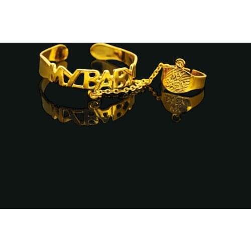 2017 New Dubai Gold Color MY BABY Bangle Child Bracelet/Bangle With Ring For Kids Children Jewelry Baby Gifts