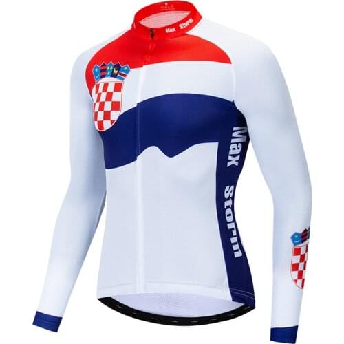 2021 Croatia NEW TEAM cycling jersey long sleeve Winter Thermal Fleece&no Fleece cycling clothing Reflective zipper 4 pockets
