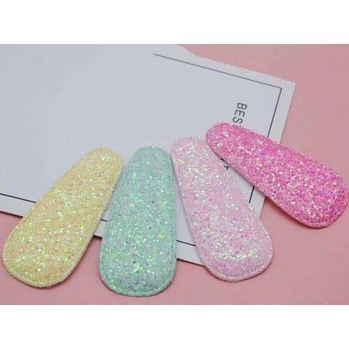 32pcs/lot 6.6cm Glitter shiny hair clip cover Appliques For Bow Clip Accessories DIY Kid patches