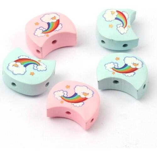 6Pcs/lot Rainbow Pattern Natural Wood Beads Porous Wooden Loose Spacer Beads for Jewelry Making DIY Handmade Accessories