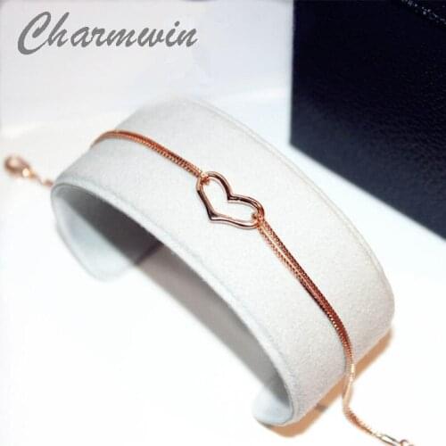 Charmwin Heart-shaped Bracelets For Women New Fashion Jewelry Korean Temperament Simple Wild Chain Bracelet PS0196