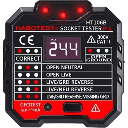 Electroscope Socket Tester Outlet Tester Automatic Electric Circuit Polarity Phase Voltage Detector Wall Plug Breaker Finder