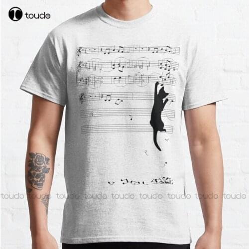 Mischief Classic Cat Music Sheet Mischief Playing Mess Climbing Funny T-Shirt Womens Shirts Summer Tee Shirt mens Unisex