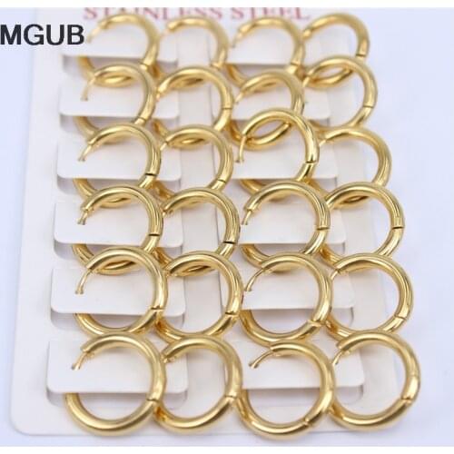MGUB Classic Stainless steel fashion jewelry smooth Hoop earrings female models earrings wholesale 6-12 pairs/sets LH548