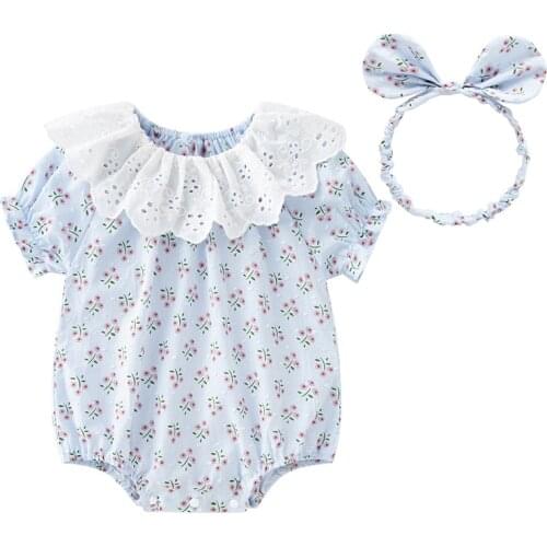 Floral Summer Newborn Baby Girl Bodysuits Short Sleeve Jumpsuits One pieces Clothes Outfits
